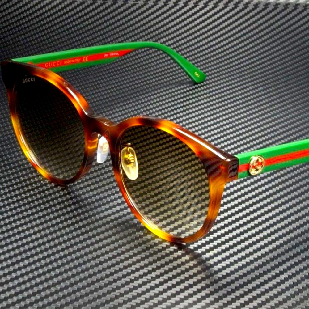 Gucci 55mm Havana Sunglasses in tortoise/classic Gucci stripes. - Picture 1 of 3